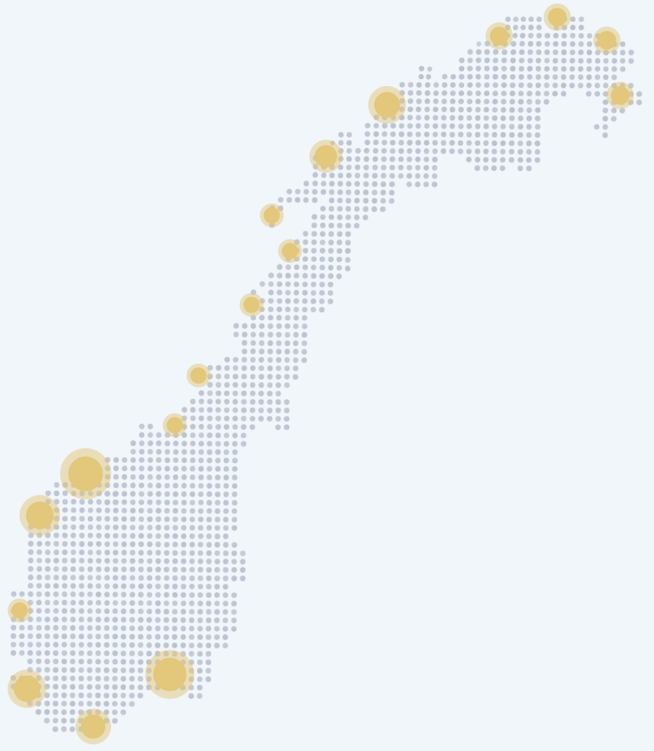 Map of NAVY service partners along the Norwegian coast